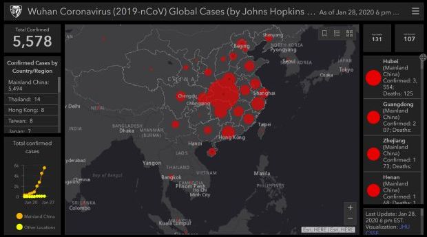 Map tracks coronavirus outbreak in near-real time