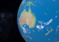 A computer graphic of part of the globe of Earth seen from space, with the view dominated by Australia and New Zealand