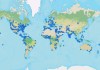 Map of the world showing dotes where GIS Day events are planned