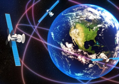 An artist's impression of positioning, navigation and timing (PNT) satellites orbiting the Earth.