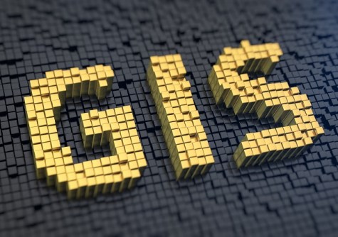 A graphic showing the acronym GIS spelled out in block letters