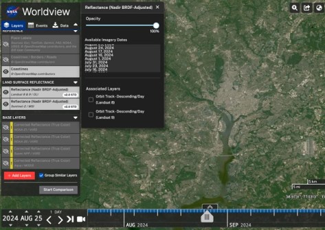 NASA Worldview HLS imagery by area of interest