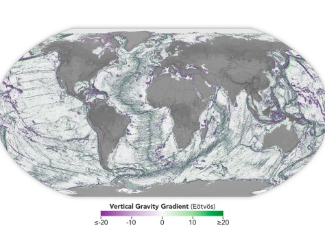 Ocean height data used to map the seafloor below