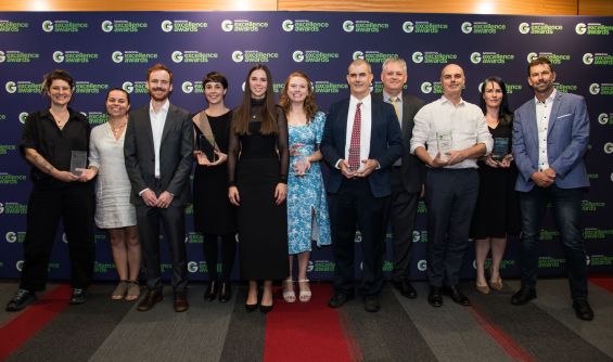 A line up of 11 of the recipients of this year’s Geospatial Council of Australia Geospatial Excellence Awards