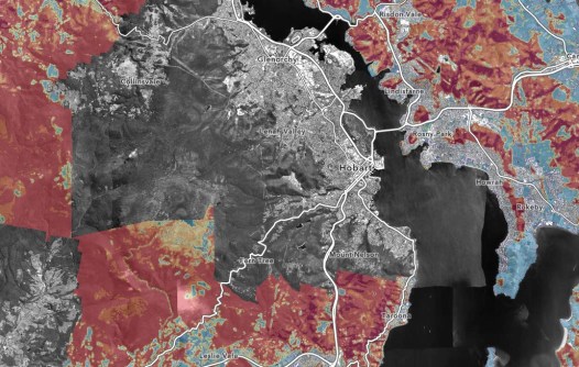 A screenshot from the online 2025 Greater Hobart Bushfire Exposure Index