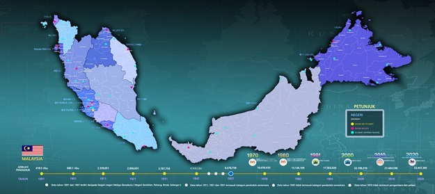 A screenshot from DOSM GEOHUB showing a map of Malaysia