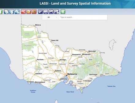 A screenshot of the current LASSI platform, showing a basic map of Victoria