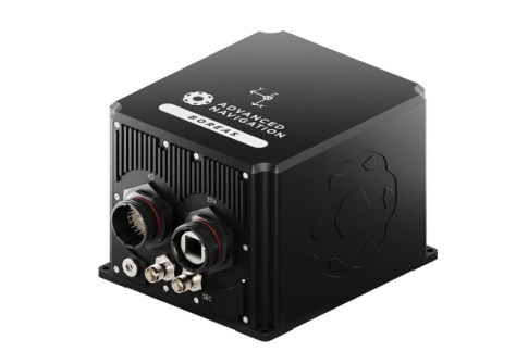 A small black metal box with several wiring and cable connector ports, being part of the Boreas D90-based navigation system