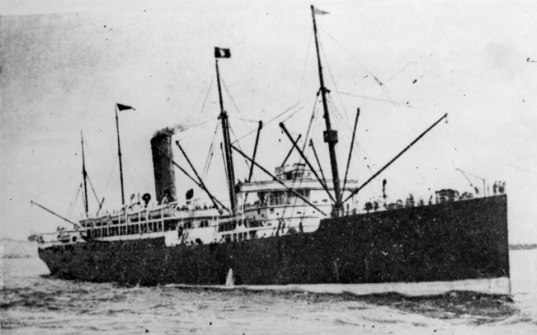 An old black-and-white photograph of the ship, SS Pericles