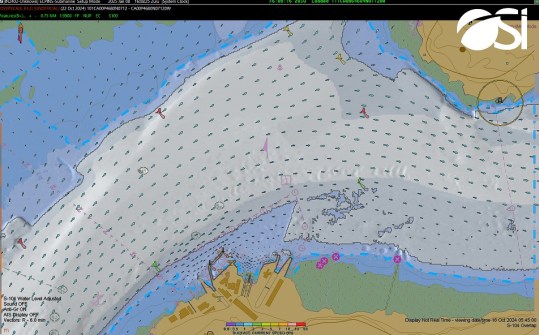 A display of S-100 maritime mapping data in Canada's St Lawrence River
