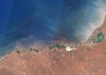 A satellite image showing ancient coastal reefs near Port Hedland