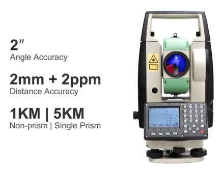 A product pack shot of the SingularXYZ total station