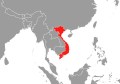 An outline map of countries in south-east Asia, with Vietnam picked out in red.