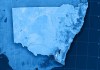 A computer graphic map, all in blue, of the state of NSW