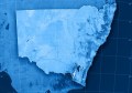 A computer graphic map, all in blue, of the state of NSW