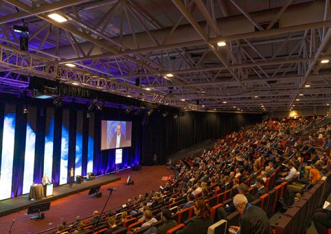 A packed conference hall