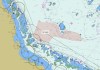 A nautical chart of part of the ocean off the Queensland coast