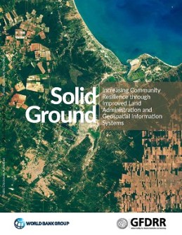 Cover of the World Bank ‘Solid Ground’ report, showing a satellite image of part of the Earth overlaid with titles