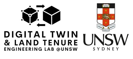 Side-by-side logos of the Digital Twin and Land Tenure Engineering Lab, and UNSW as a whole