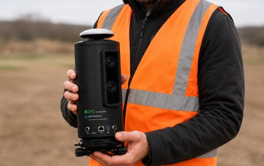 A man holding an Echo Survey device
