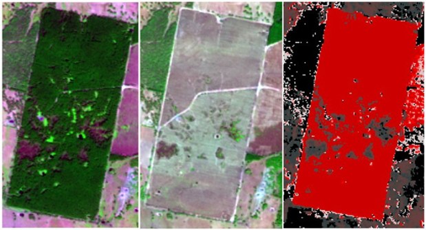 Three satellite images side by side