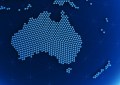3d rendering of a blue planet made out of hexagons showing Australia and New Zealand