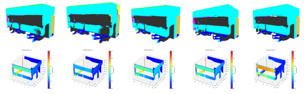 Five different Scan-to-BIM results shown side by side