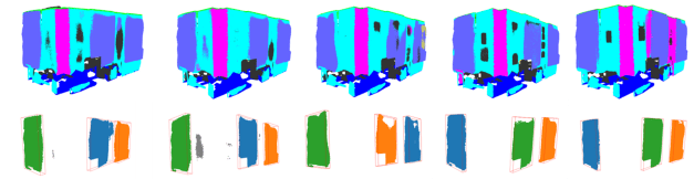 Five different results, shown side by side