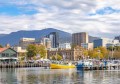 Hobart waterfront with Mount Wellington in the background, Tasmania, Australia