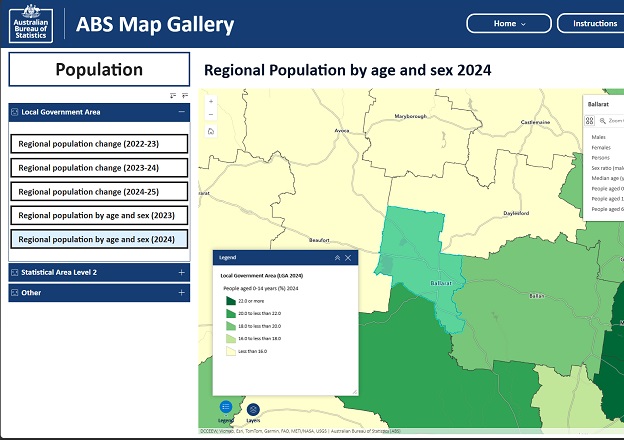 Australian Bureau of Statistics releases ABS Map Gallery
