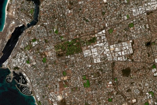 A satellite image of Perth, Western Australia