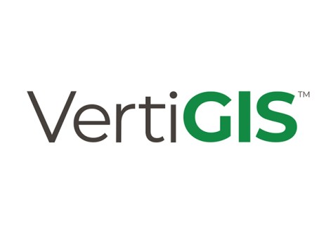 VertiGIS' company logo, being simple type: Verti in black and GIS in green