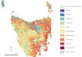 A map of Tasmania, colour coded to indicate areas of different fire risk